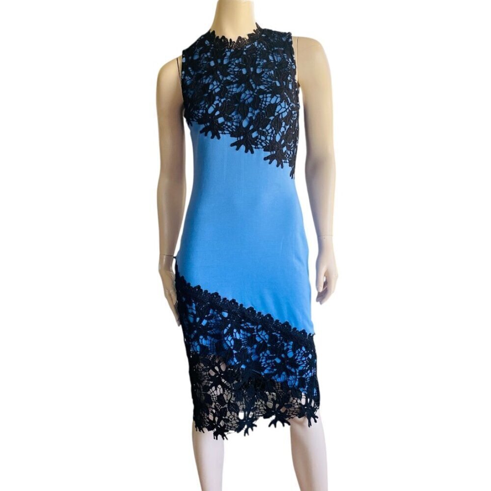 Venus Blue Black Lace Detail Midi Dress Fits Sz 6-8​